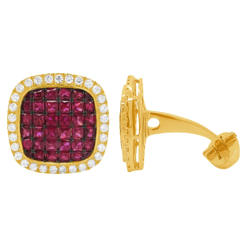 Cufflinks with subtle animal motifs for an understated and stylish look-14K GOLD DIAMOND RUBY COLE CUFFLINKS