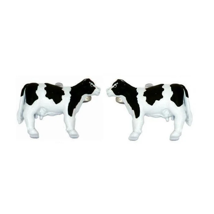 Best cufflinks with sterling silver finishes for a refined and sophisticated style-Friesian Cow Rhodium Plated Cufflinks 901323