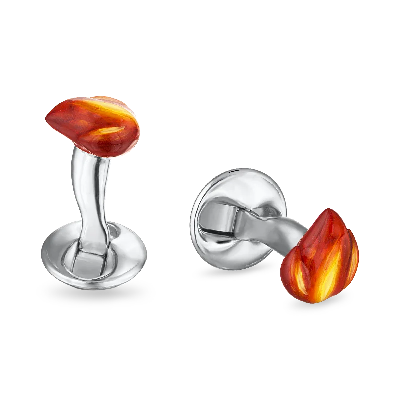 Best cufflinks for groomsmen with matching sets for a cohesive wedding look-The Flame