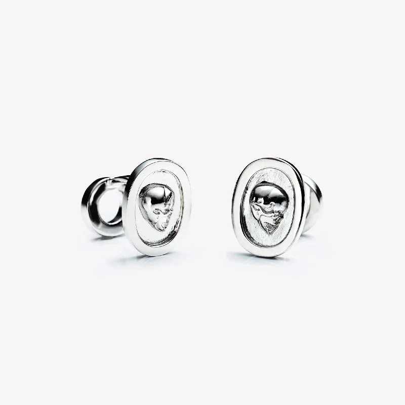 Cufflinks with brushed stainless steel designs for a rugged and modern style-MENS SKULL CAMEO CUFFLINKS