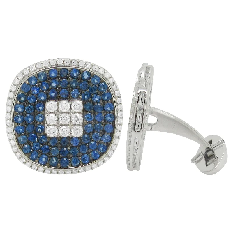 Cufflinks with brushed stainless steel designs for a rugged and modern style-14K GOLD DIAMOND SAPPHIRE IRA CUFFLINKS