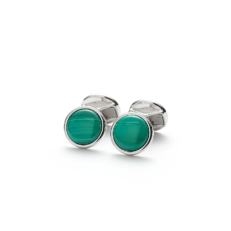 Best cufflinks for luxury gifts with high-quality materials and craftsmanship-Cufflinks Round Malachite