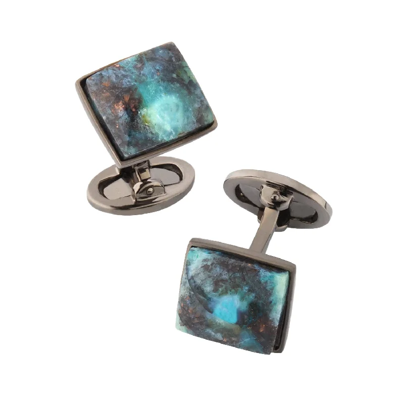 Best cufflinks with gold inlays for a luxurious and refined finish-Petrified Wood Black Ruthenium Sterling Cufflinks