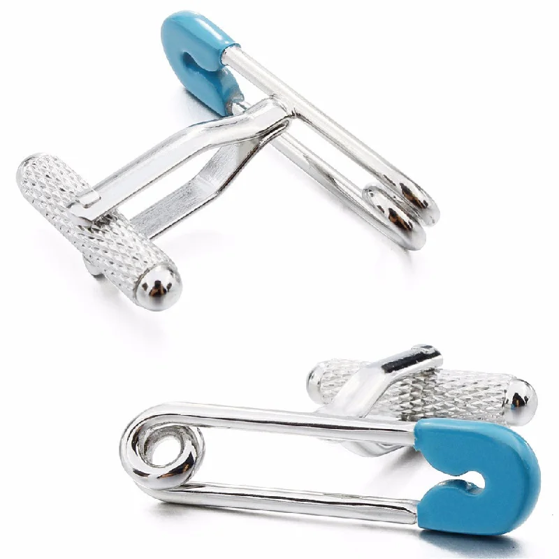 Best cufflinks with vintage cufflinks case for a stylish presentation and storage-Safety Pin Cufflink