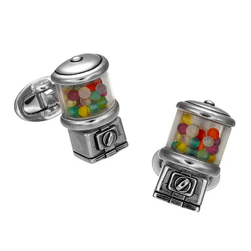 Cufflinks with customized logos for businesses or organizations looking to add branding-Gemstone Gumball Machine Sterling Silver Cufflinks I Jan Leslie