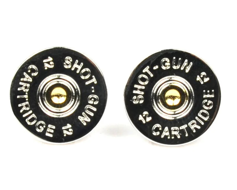 Cufflinks with engraved patterns for a personalized and intricate touch-2 Tone Shotgun Cartridge Cap Cufflinks