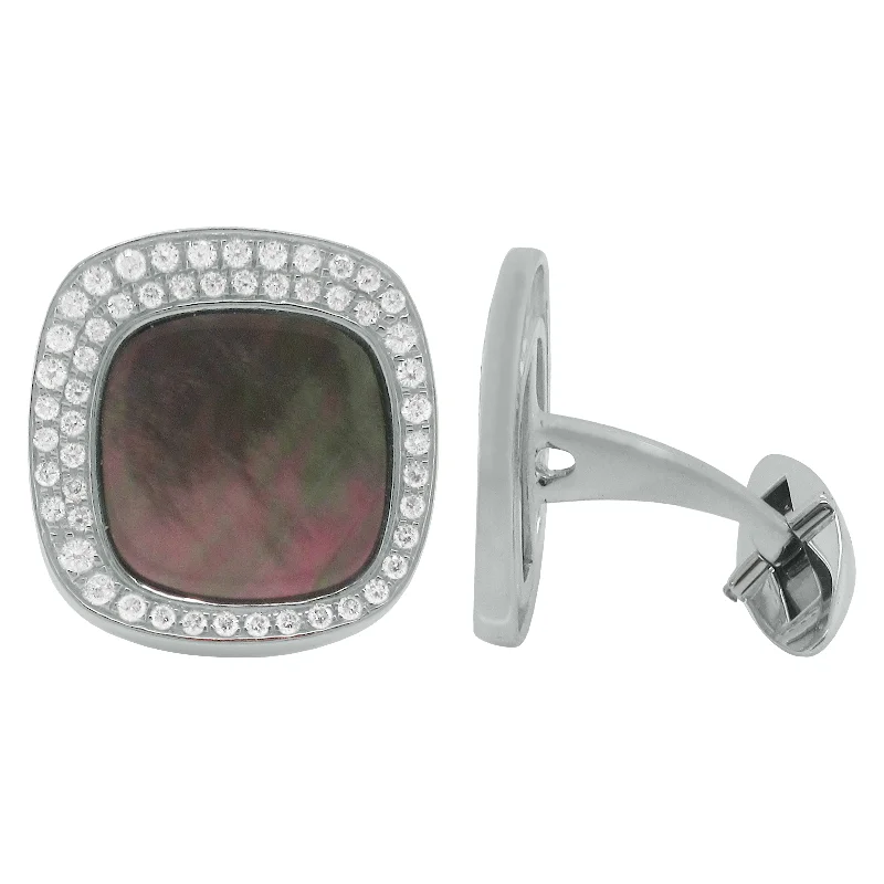 Unique cufflinks with gemstone accents for a bold and luxurious look-14K GOLD DIAMOND BLACK MOTHER OF PEARL TOMMY CUFFLINKS