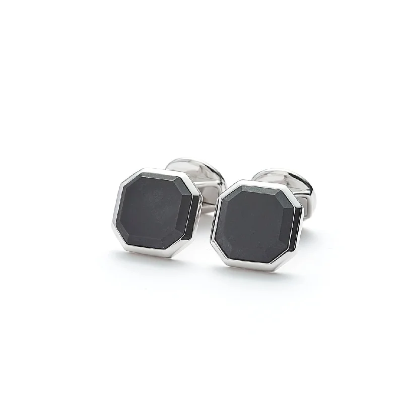 Cufflinks with engraved patterns for a personalized and intricate touch-Cufflinks Square Facet Onyx Matte