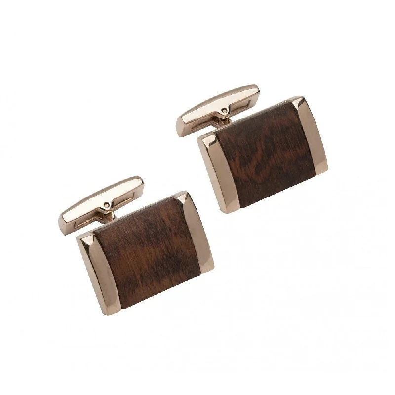 Best cufflinks with vintage cufflinks case for a stylish presentation and storage-Unique Stainless Steel Leopard Wood Rose Cufflinks QC-232