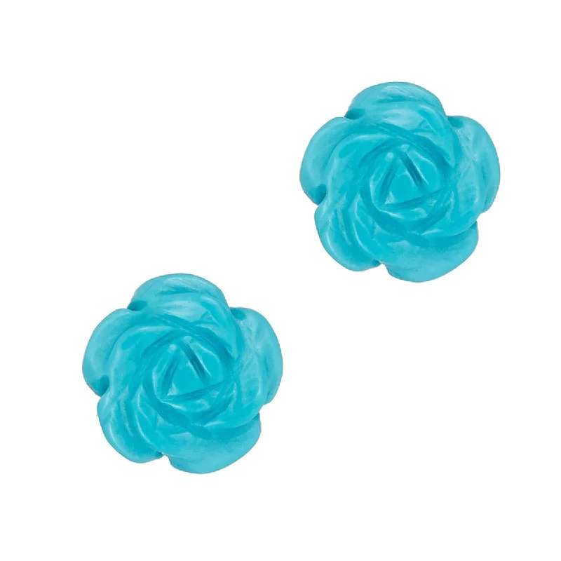 Best cufflinks with rose gold plating for a trendy and luxurious finish-Hand-Carved Turquoise Rose cufflinks I Jan Leslie