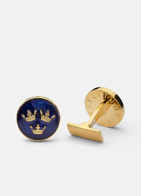 Best cufflinks for black tie events with sleek and minimalist designs-Cufflinks | Three Crowns | Small | Gold