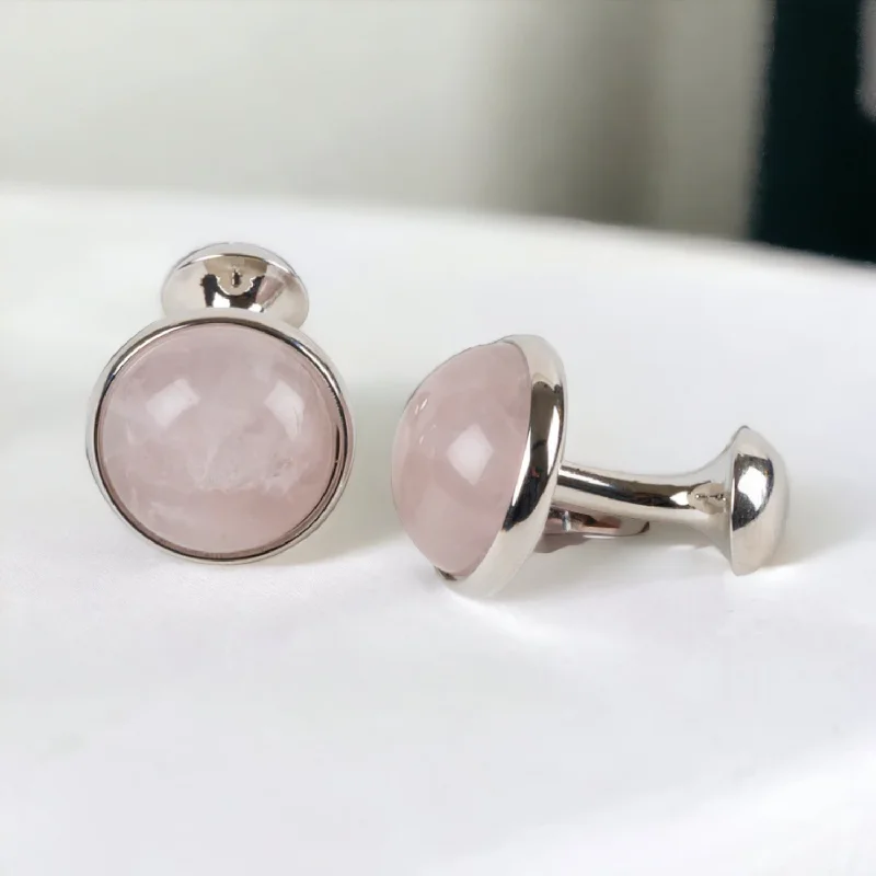 Cufflinks with subtle animal motifs for an understated and stylish look-Chokore Silver and Pink Stone Cufflinks