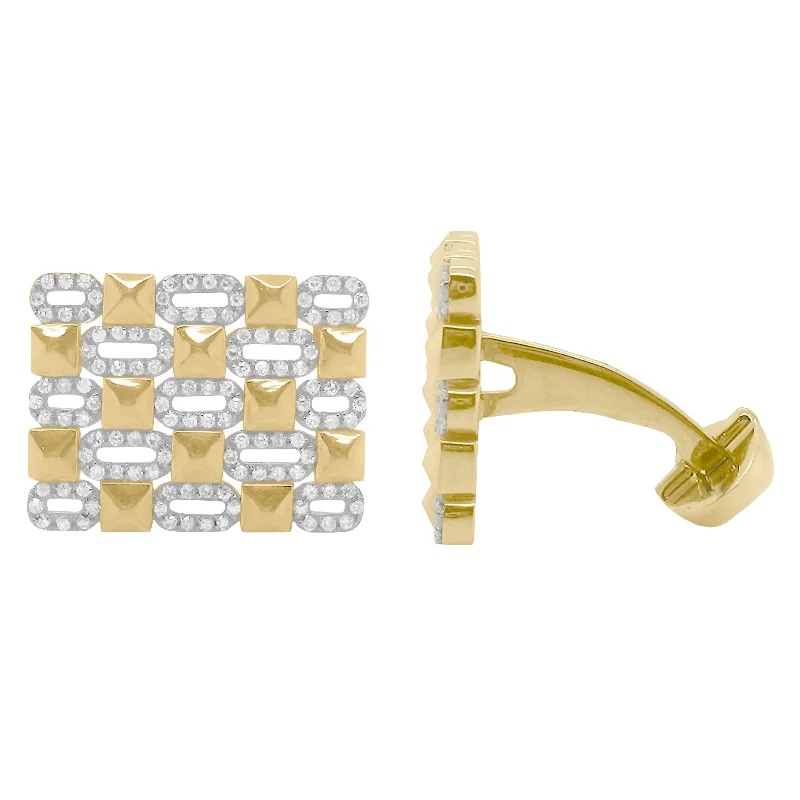 Best cufflinks with a polished brass finish for a vintage-inspired aesthetic-14K GOLD DIAMOND JARED RECTANGLE CUFFLINKS