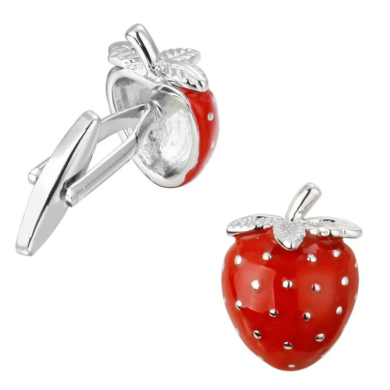 Best cufflinks with modern minimalist designs for a chic, subtle style-STRAWBERRY  SILVER CUFFLINKS