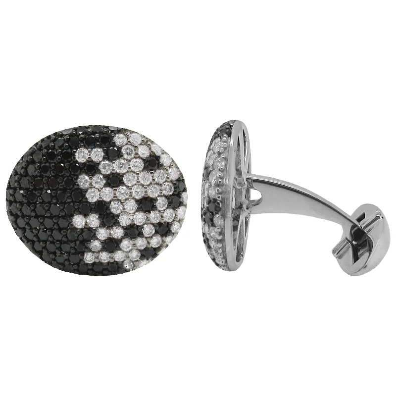 Cufflinks with angular designs for a modern and stylish look-14K GOLD BLACK AND WHITE DIAMOND SAL CUFFLINKS