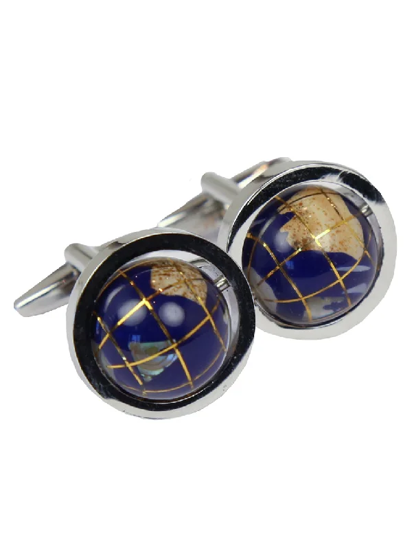 Cufflinks with customized logos for businesses or organizations looking to add branding-DÉCLIC World Globe Cufflink