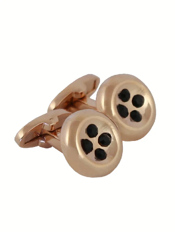 Best cufflinks for formal wear with classic designs and polished finishes-DÉCLIC Button Crystal Cufflink - Rose Gold