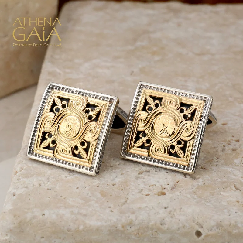 Best cufflinks with customizable monograms for a unique and personal gift-Monastiraki Church Sun Swirl Cufflinks