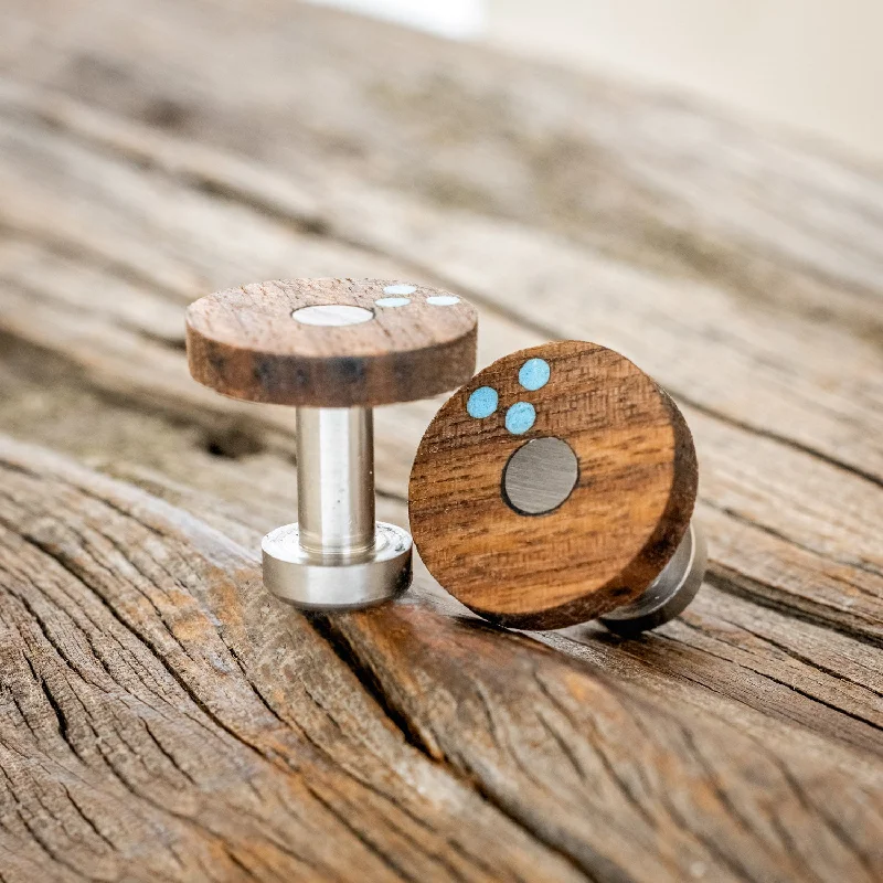 Best cufflinks with intricate craftsmanship for a high-quality, durable finish-WALNUT & TURQUOISE CUFFLINKS WITH TITANIUM BASES