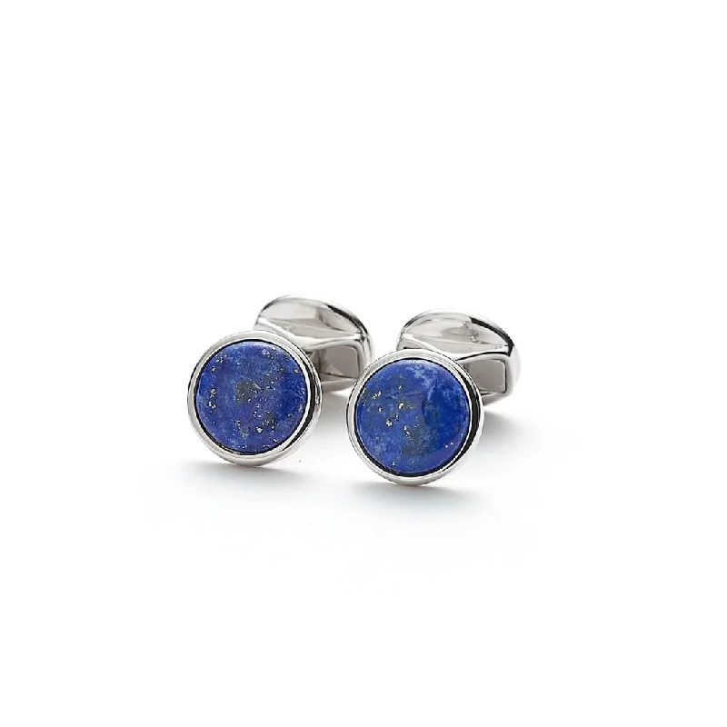 Best cufflinks with blue enamel designs for a pop of color and elegance-Cufflinks Round Lapis