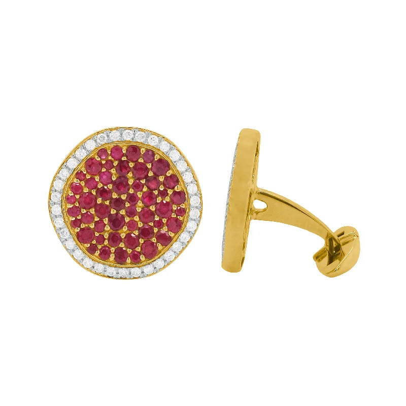 Best cufflinks with modern minimalist designs for a chic, subtle style-14K GOLD DIAMOND RUBY TOBIAS CUFFLINKS