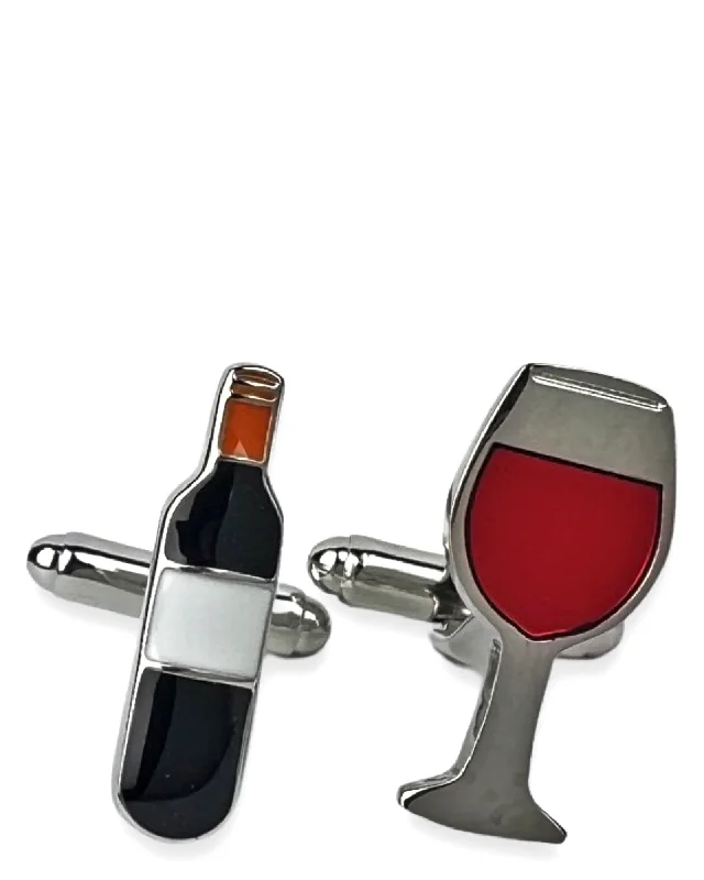 Best cufflinks with spherical designs for a playful and stylish twist-DÉCLIC Wine Bottle & Glass Cufflink