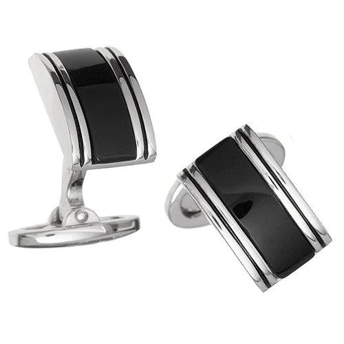 Best cufflinks for black tie events with sleek and minimalist designs-Linear Etch Rectangular Gemstone Sterling Silver Cufflinks I Jan Leslie