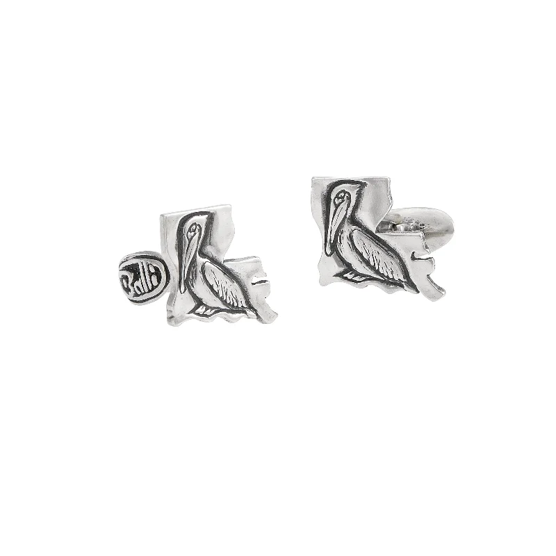 Unique cufflinks with gemstone accents for a bold and luxurious look-Louisiana Pelican Cufflinks