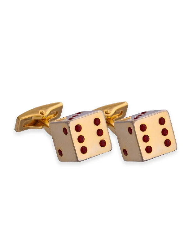 Best cufflinks with blue enamel designs for a pop of color and elegance-Gold Dice Cufflinks