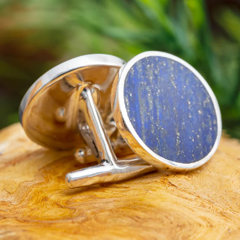 Cufflinks with brushed stainless steel designs for a rugged and modern style-Lapis Lazuli Cuff Links, Unique Something Blue