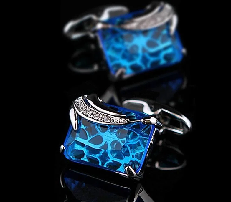 Best cufflinks for formal shirts with refined designs and premium materials-BLUE SILVER CUFFLINKS