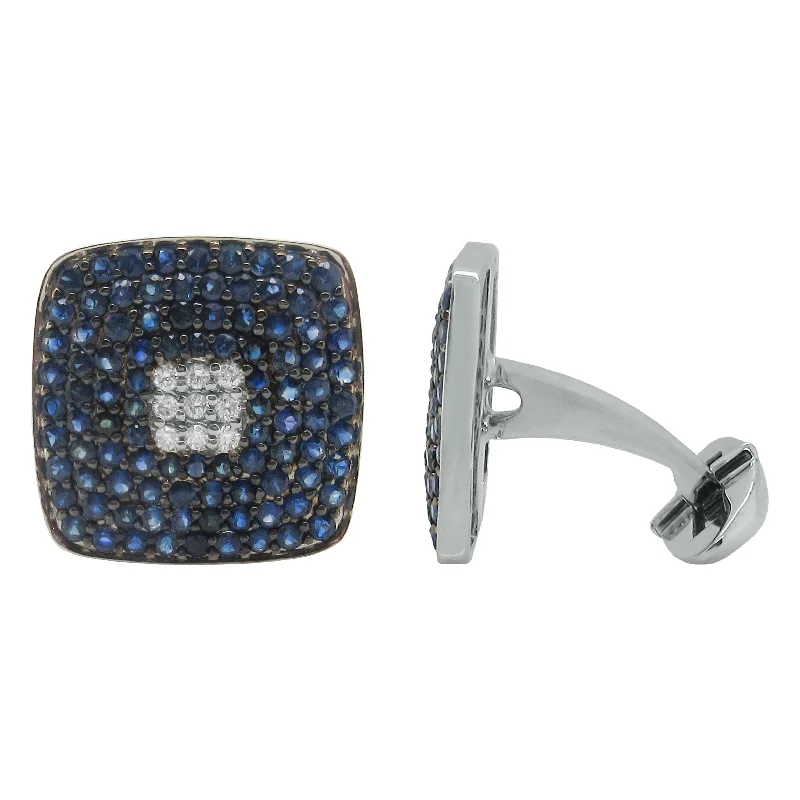 Unique cufflinks with quirky designs for a fun and personalized accessory-14K GOLD DIAMOND SAPPHIRE KANE CUFFLINKS