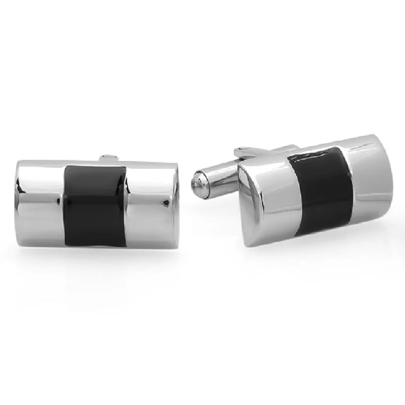 Best cufflinks with enamel inlays for a colorful and artistic touch-Stainless Steel and Black IP Cufflinks