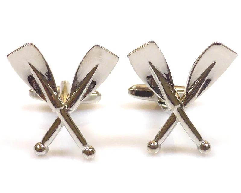 Cufflinks with colorful gemstones for a vibrant and eye-catching appearance-Rowing,  oars cufflinks