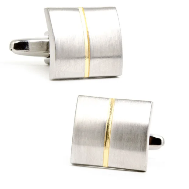 Cufflinks with textured metal finishes for a rugged and stylish appearance-DIVIDED TWO TONE SQUARE KAI CUFFLINKS