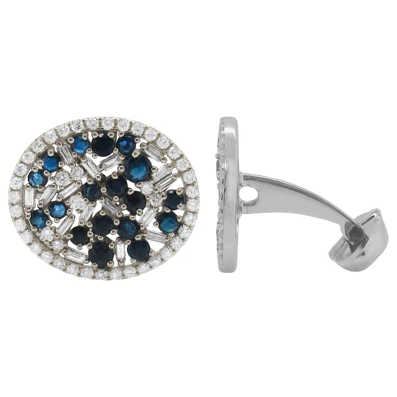 Best cufflinks with onyx inlays for a sleek, elegant and timeless appearance-14K GOLD DIAMOND SAPPHIRE PETER CUFFLINKS