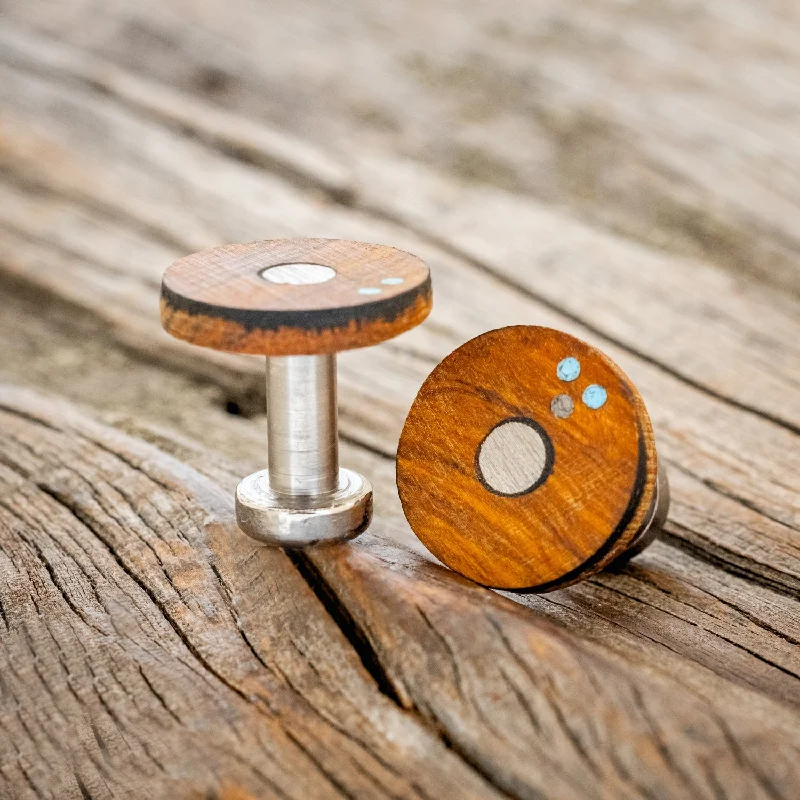 Cufflinks with crystal embellishments for added sparkle and sophistication-IRONWOOD CUFFLINKS W/ ELK ANTLER & TURQUOISE INLAYS