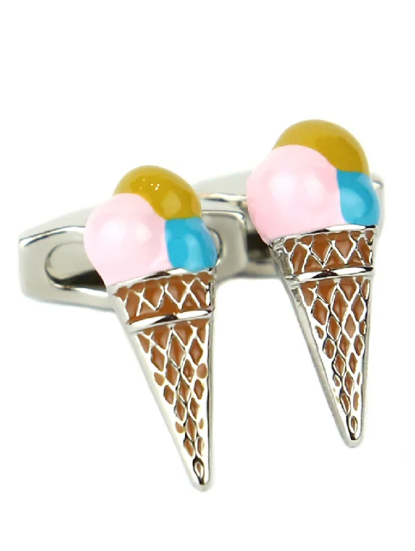 Cufflinks with customized logos for businesses or organizations looking to add branding-DÉCLIC Ice-Cream Cone Cufflink