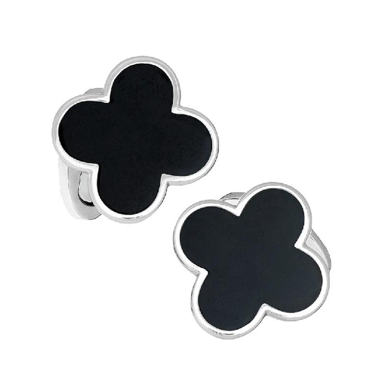 Elegant cufflinks with unique designs for a stylish and sophisticated look-Four Leaf Clover Sterling Silver Cufflinks