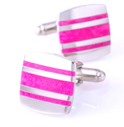 Cufflinks with black onyx stones for a refined and luxurious look-Pink silver Enamel Cufflinks