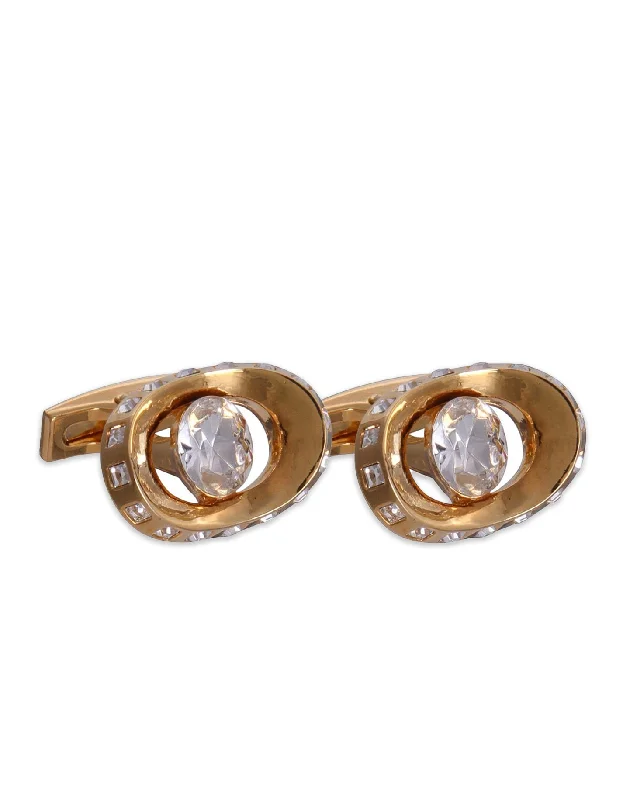 Cufflinks with wood accents for a rustic and unique design-Gold Eye Gemstone Cufflinks