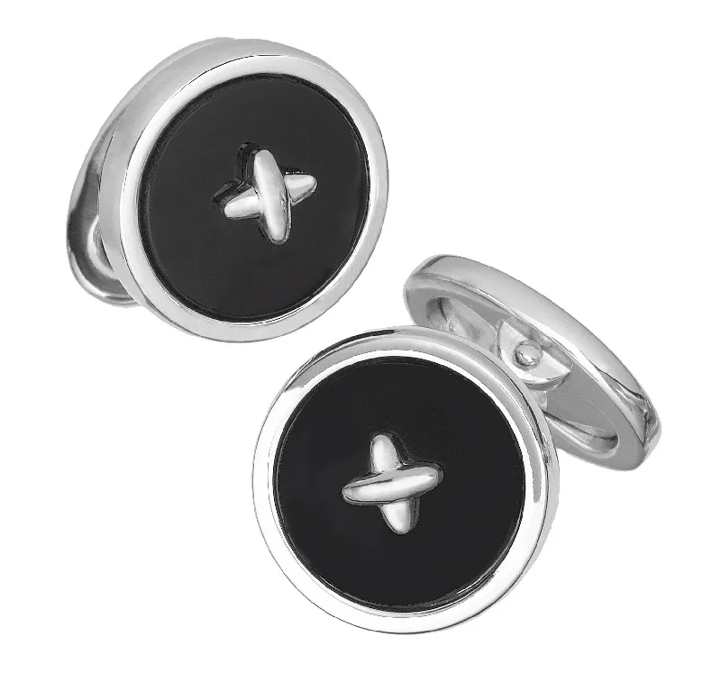 Best cufflinks for the office with simple yet stylish designs for business attire-Gemstone Button Sterling Cufflinks