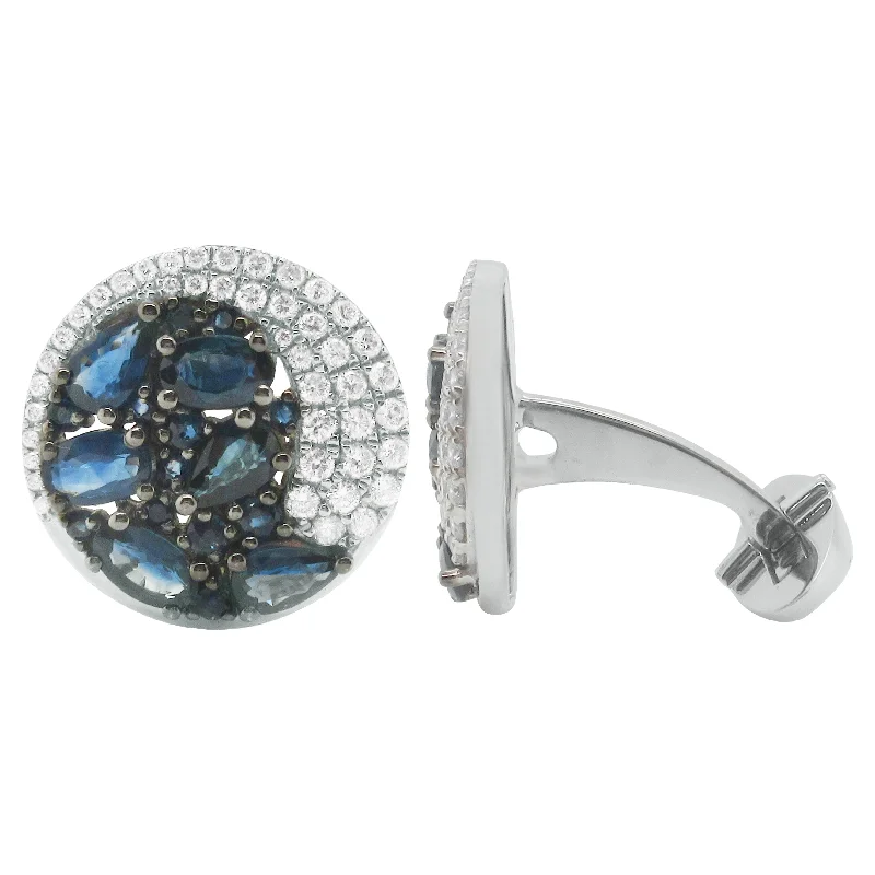 Best cufflinks with vintage cufflinks case for a stylish presentation and storage-14K GOLD DIAMOND SAPPHIRE DAN CUFFLINKS