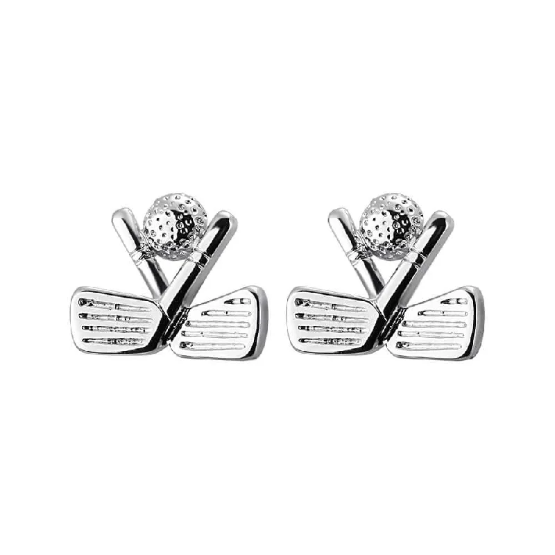 Cufflinks with custom logos for a branded and professional look-Alloy Silver Golf Cufflinks