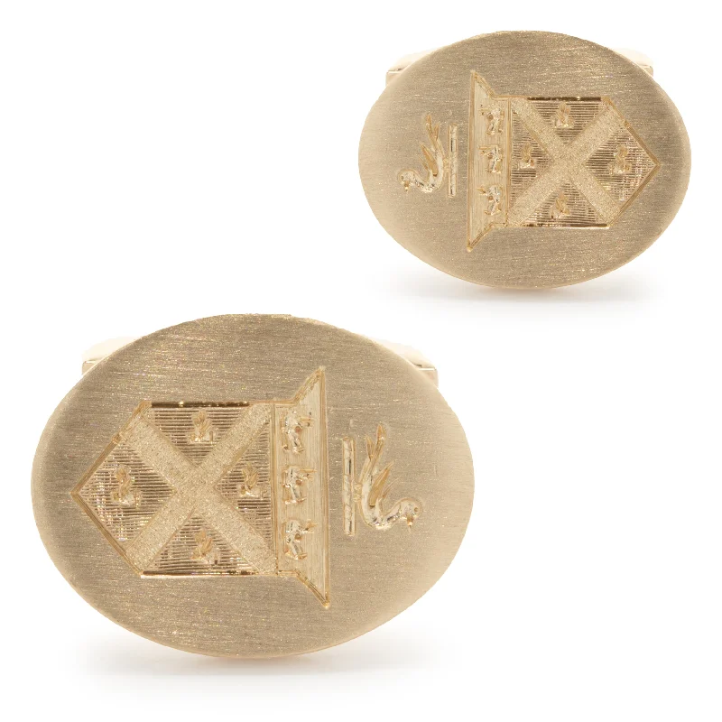 Cufflinks with geometric patterns for a sharp and fashionable look-14 Karat Yellow Gold Crest Cufflinks