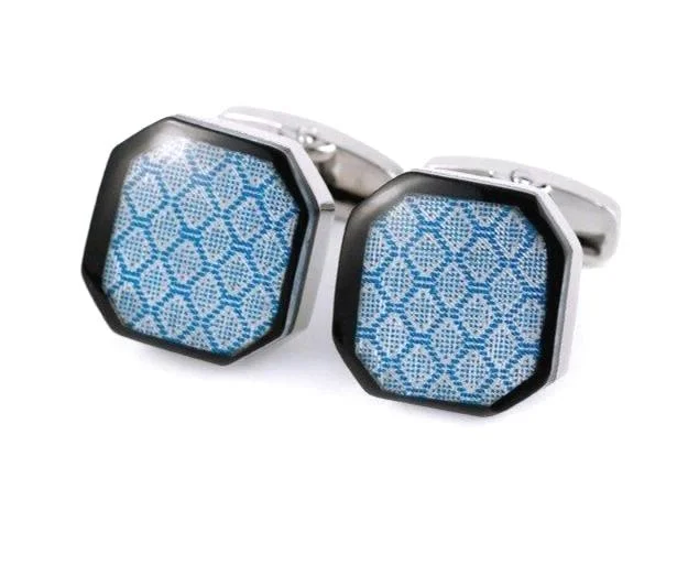 Best cufflinks with matching tie clips for a coordinated and fashionable set-BLUE SILVER CUFFLINKS