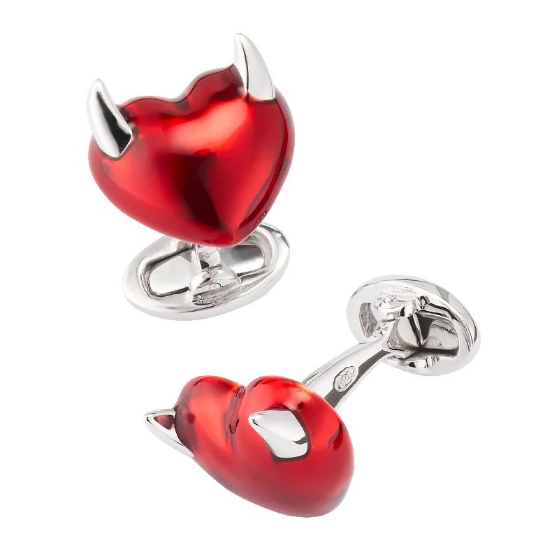 Cufflinks with solid gold for a luxurious and timeless accessory-Heart with Horns Sterling Cufflinks