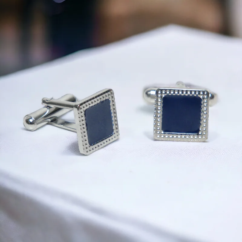 Cufflinks with abstract designs for a modern and artistic fashion statement-Chokore Textured Square Cufflinks (Blue)