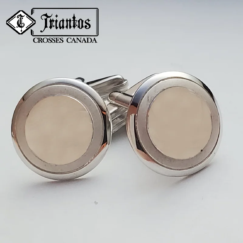 Best cufflinks with rose gold plating for a trendy and luxurious finish-Engravable Men's Matte Outline Sterling Silver Cufflinks Triantos