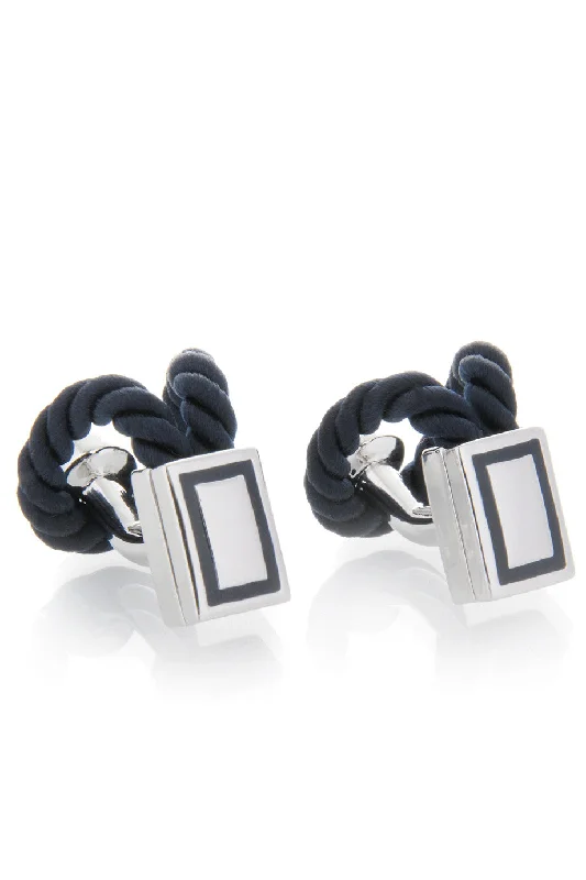 Cufflinks with sports-related designs for fans and athletes looking to showcase their interests-BABETTE WASSERMAN ROPE Wrap Navy Cufflinks